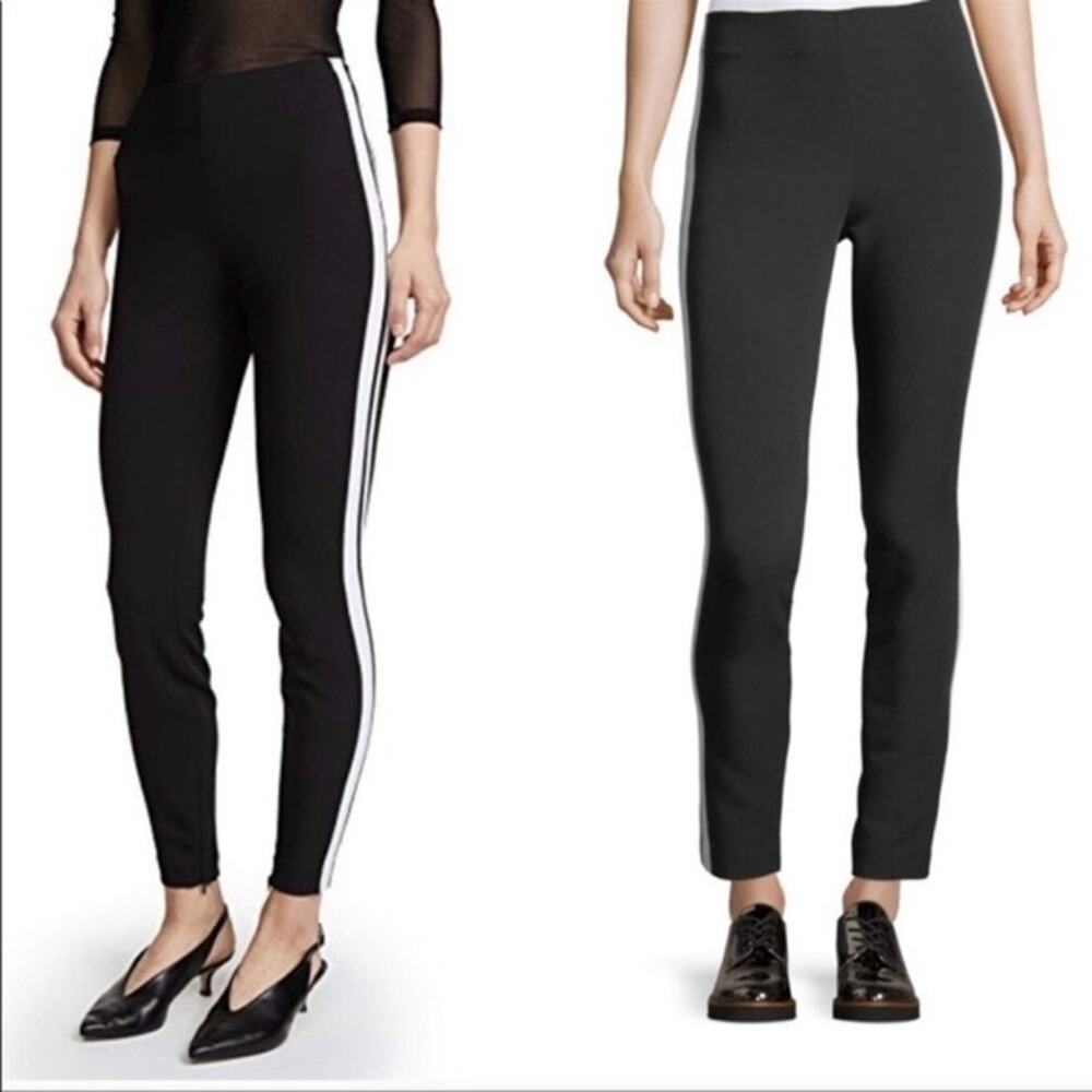 Cinq a Sept Kiana Black White Racer Stripe Ankle Zip Slim Trouser Pants Size 0